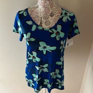 Lularoe Floral XXS navy Classic T Nwt